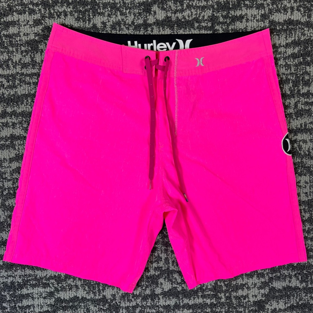 Hurley Board Shorts Mens 32 Neon Pink Phantom Surf Swim Trunks MBS0004580